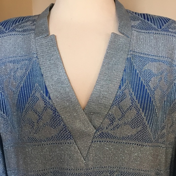 Vintage 80’s Damianou Blue Silver 40’s Inspired Dancing Party Dress - Picture 4 of 13